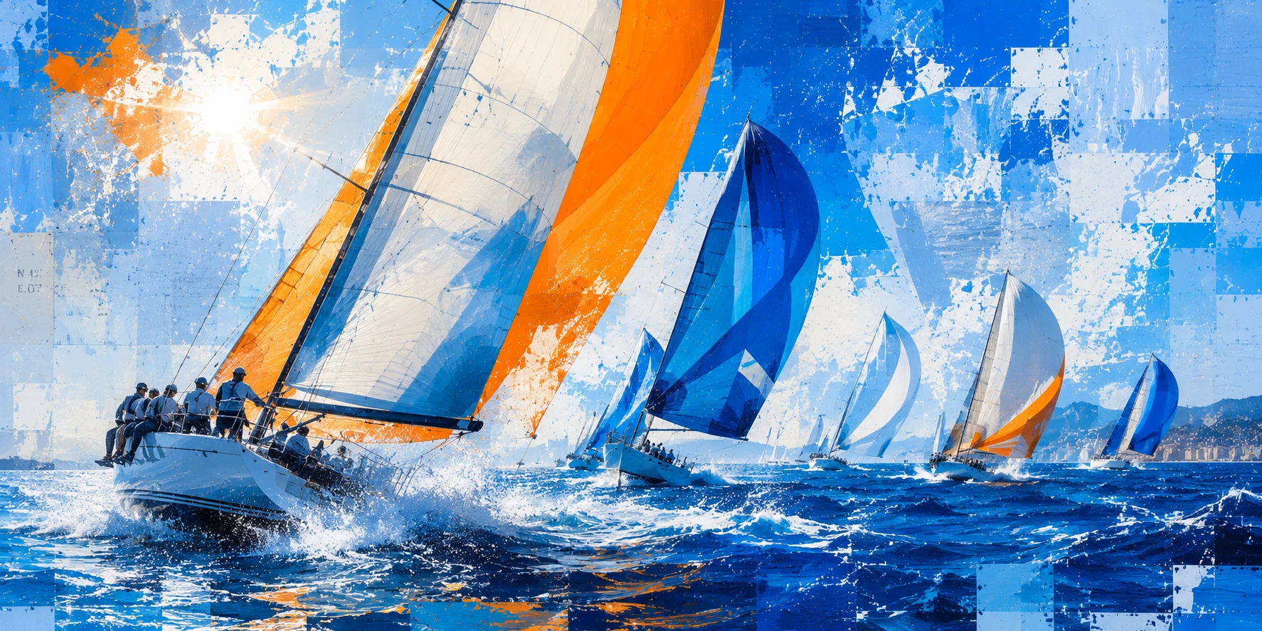 Racing yachts under sail on a Solent-style race course.